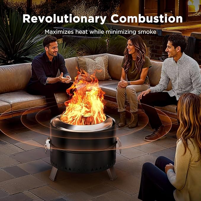 Ciays Smokeless Firepit for Outside 21 Inch Outdoor Fire Pit for Camping with Patented Technology Portable Fire Pit with Steel Grill Rack Fire Poker and Bag Easy Setup and Storage Wood Burning