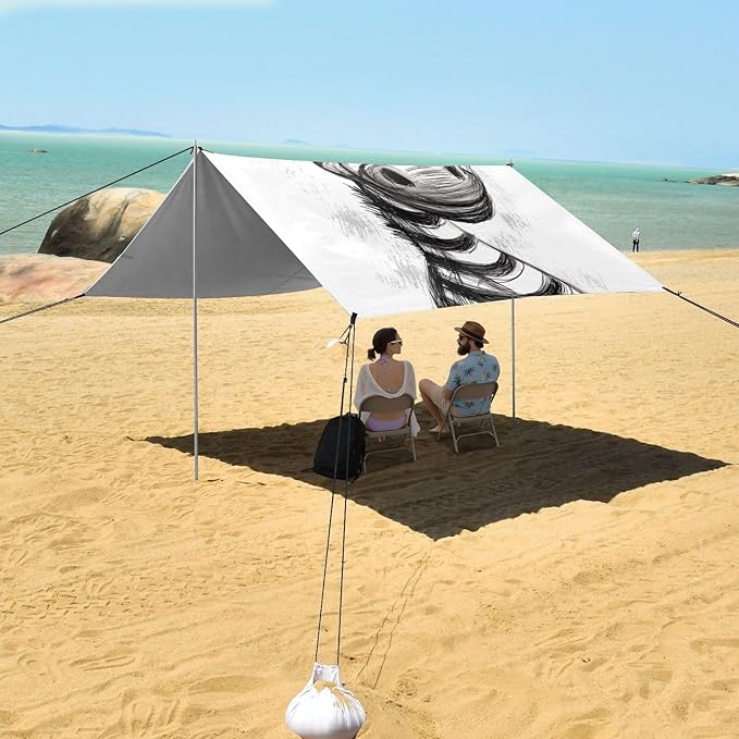 ALAZA Hand Drawn Portrait of Funny Zebra Cartoon Beach Tent Sun Shelter Portable Canopy Sunshade for Outdoor Camping Picnics Backyard Fun 10x9 ft