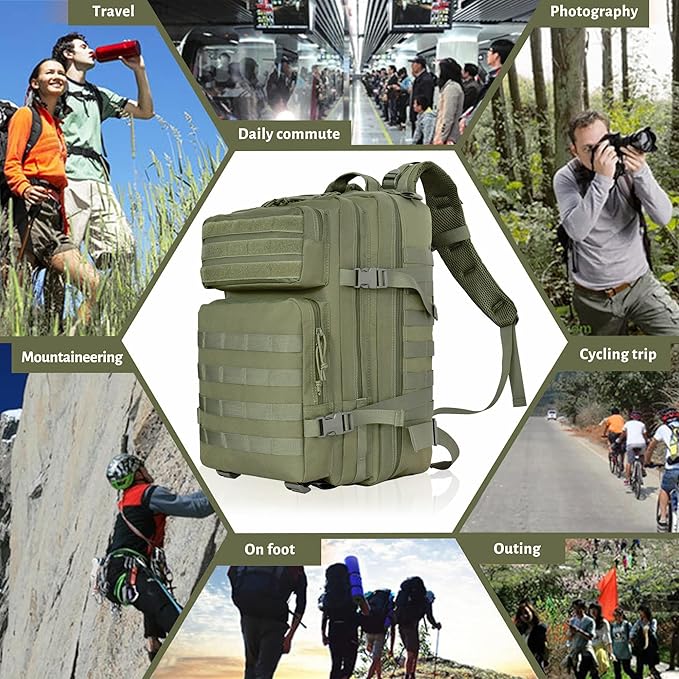 Createy 45L Military Tactical Backpack Large 3 Day Assault Pack Molle Bag Rucksack Bug Out Bag for Camping Hunting Hiking