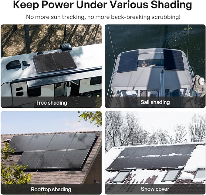 Renogy ShadowFlux Solar Panels N-Type Anti-Shading Panels for 12V/24V Systems with 25% High-Efficiency PV Modules 200W 2-Pack ShadowFlux N-Type Panels