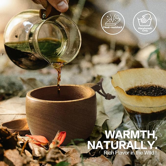 Nordic Kuksa 12oz(355ml) w/Spoon Wooden Mug wood cups for drinking – Bushcraft Gear &amp Camp Kitchen Companion. Natural hardwood. For camping hiking home &amp camp kitchen use. Easy carry – coo