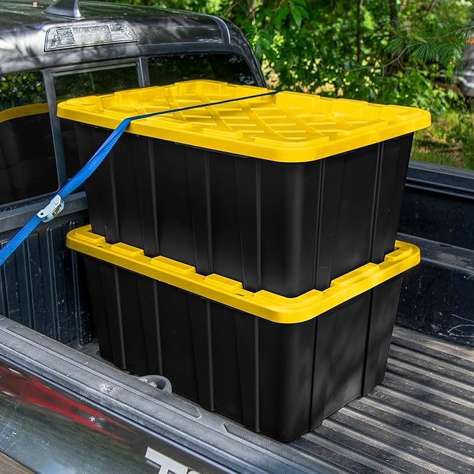 Sterilite 16-Pack Industrial Tote Plastic Storage Container Bins with Lids 38 Gallon - Heavy-Duty Organizing Containers for Closet Bathroom and Office