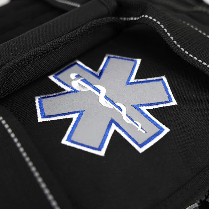 Lightning X Personalized EMT Trauma Bag – Large ALS Medical Bag with 6 Color-Coded Pouches MOLLE Panel Waterproof Bottom Reflective EMS Gear Custom Embroidered Name or Logo | LXMB35