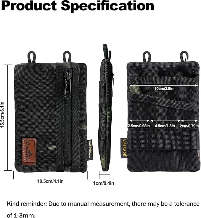 VIPERADE VE1 Pocket Organizer EDC Pouch for Men EDC Organizer Storage EDC Gears Multitool Pocket Pouch Hold Your Flashlight/Pocket Knife Pen Notebook