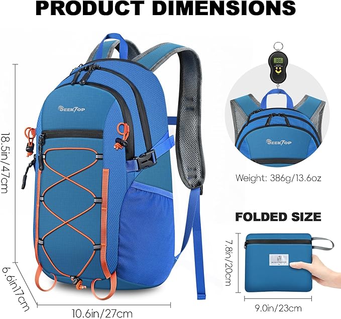 Seektop 20L Foldable Waterproof Hiking Backpack Ultralight Small Lightweight Daypack Packable Backpack for Men Woman