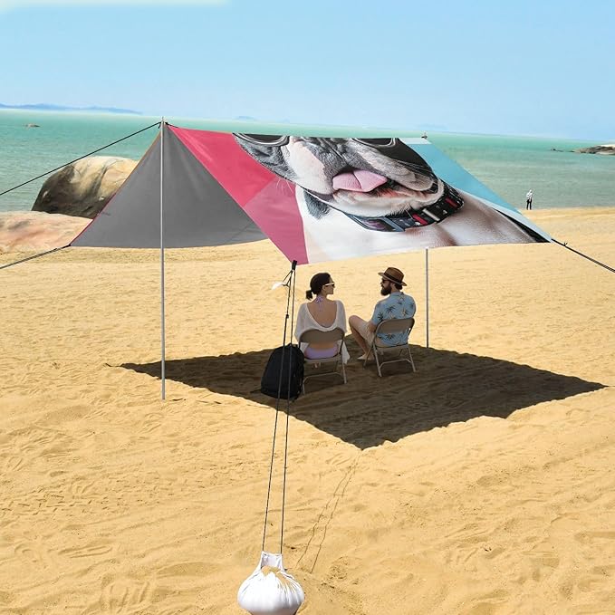 ALAZA Cool Cute French Bulldog Puppy Beach Tent Sun Shelter Portable Canopy Sunshade for Outdoor Camping Picnics Backyard Fun 10x9 ft