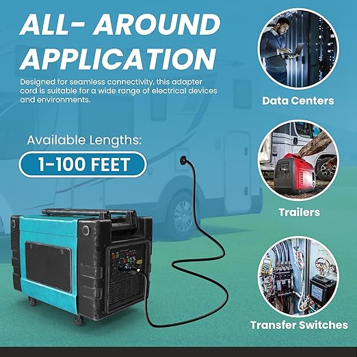 IronBox Electric NEMA L14-30P to L6-30R Plug Adapter Power Cord - 30A 10 AWG 125/250V - Heavy Duty UL Listed Power Cable for Generator Outdoor Data Centers Camper &amp More (40 ft Custom Built)