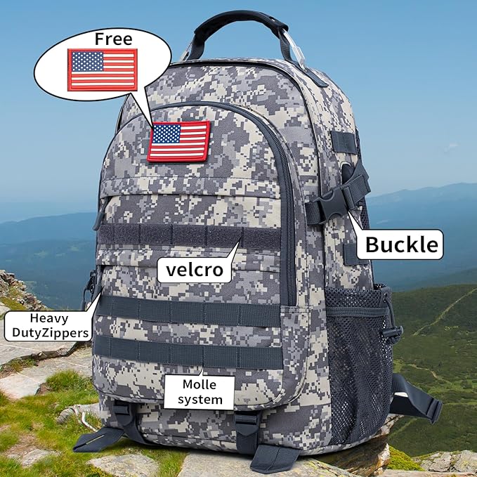 outdoor plus Camo Backpack for BoysWaterproof Army Bookbag with USB Charging Port Camoflauge Teen Boys Backpack for School