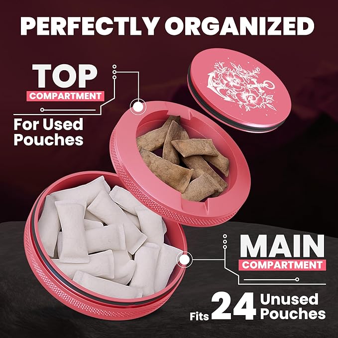 Premium Aluminum Organizer with Dual Compartment Design | Moisture Proof with Secure Seal Compact and Pocket-Friendly modern design | Pouch Container for storage with Pouch Tin
