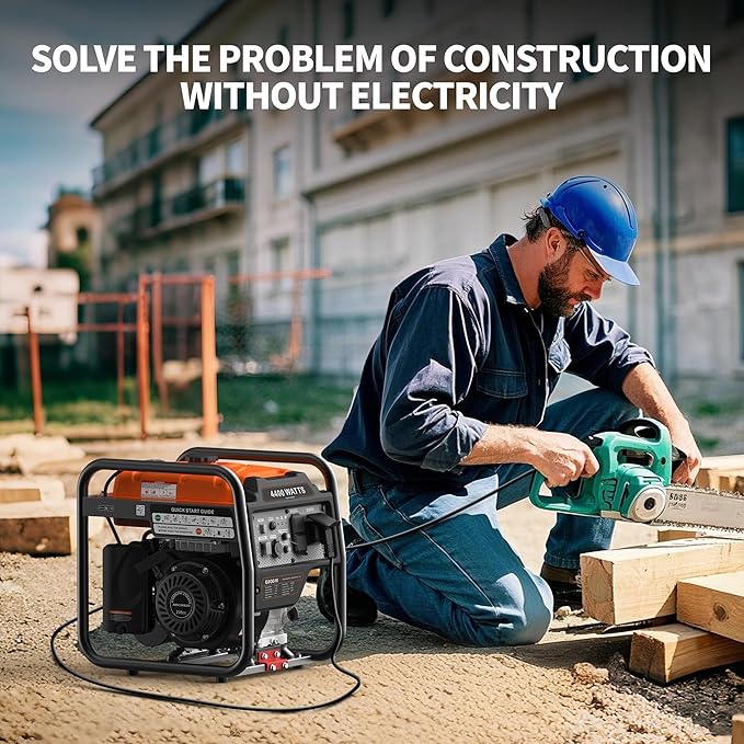 4400 Watt Open Frame Inverter Generator Gas Powered Portable Generator for Emergency Home Backup RV Ready 30A Outlet ECO Mode Low Oil Shutoff Quiet Operation EPA Compliant