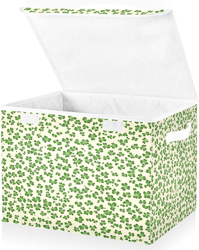 Cute Clover Fabric Storage Bins with Lids and HandleFoldable Storage Bins with LidsCloset Organizers for Clothes Storage Room Organization Office Storage Chest Organizer