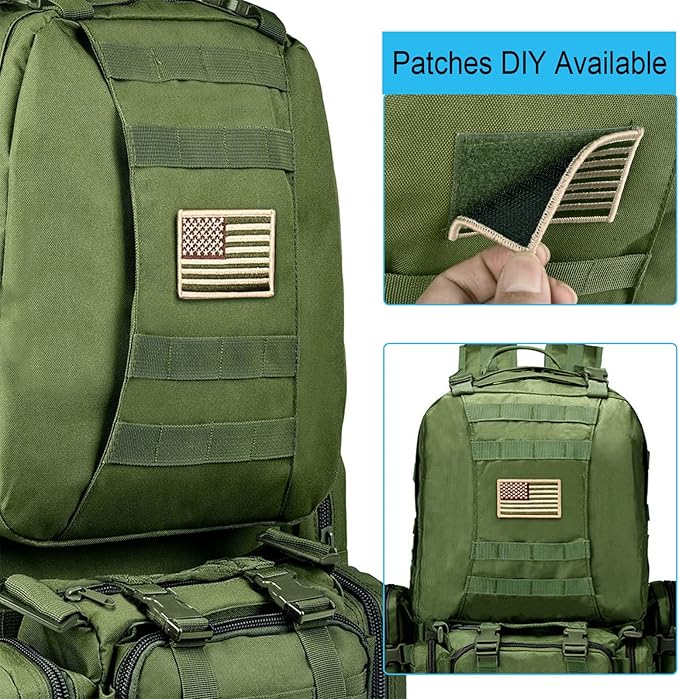 CVLIFE Tactical Backpack Military Army Rucksack 60L Large Assault Pack Detachable Molle Bag Army Green
