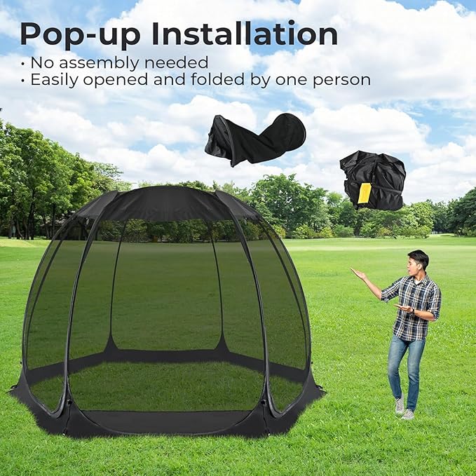 Alvantor Pop Up Screen House Gazebo with Mosquito Netting Instant UV Resistant Sun Shelter for Patio &amp Backyard Portable Canopy Tent for 2-10 Person