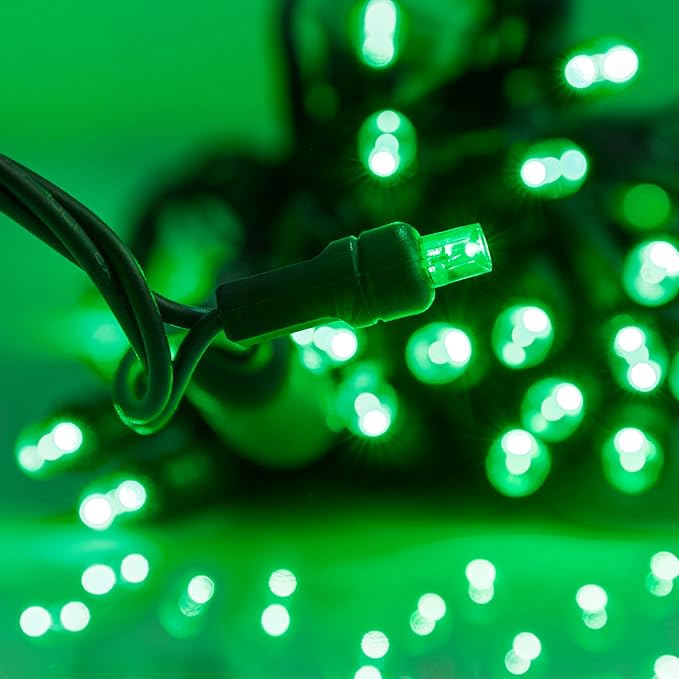 Pro Christmas LED Christmas Lights – 100 Count Wide Angle Conical String Lights – Professional Grade Indoor/Outdoor Commercial Holiday Light Set for Trees Bushes &amp Décor – Green