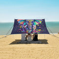 ALAZA Rainbow Elephant Flower Boho Beach Tent Sun Shelter UPF50+ Protection Beach Shade Canopy w/ 4 Sandbags for Outdoor Camping Fishing Backyard Fun Picnic 10x9 ft