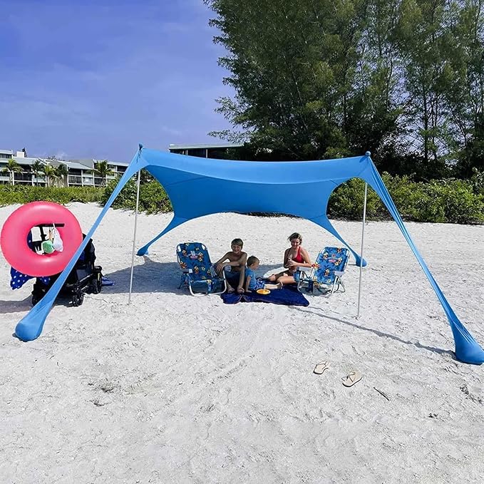 Beach Shelter Sun Shelter UV Protection Stay Cool and Protected with Sun Shade Canopy Waterproof Beach Vacation Sun Shade for Beach Camping Fishing Outdoors(Green210x200x150cm)