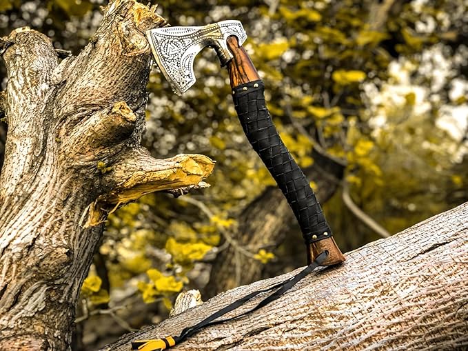 18.5 Inches Length || Hand Forged Viking Axe || Bearded Axe || Carbon Steel || Wood Handle || Throwing Axe || Display Axe || Outdoor Tool || Historical Axe || Viking Inspiried Design || Gift.