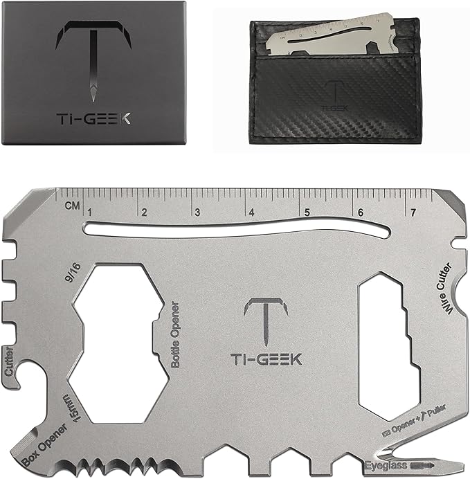 17 IN 1 Titanium Credit Card Multitool Wallet Multitool Card Tool EDC Pocket Tool for Quick Repair Gifts for Husband Father