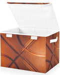 Basketball Lidded Home Storage Bins Closet Storage Bins Foldable Oxford Fabric Storage Box for Home Bedroom Closet Office (16.5x12.6x11.8 in)