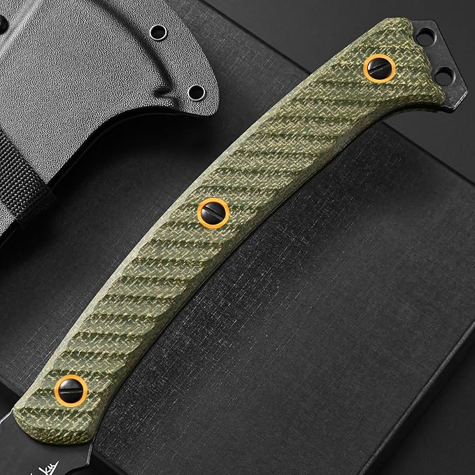 C1342 Camping AxesDC53 Steel Blade Micarta Handle Chopping Axe Bushcraft Camping Axes Survival Hatchet Full Tang Axe for Hiking Hunting Camping Splitting Chopping Wood(Green)