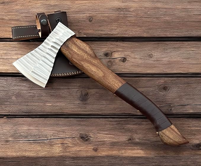 Poshland AX-72 Custom Handmade 16 Inches High Carbon Steel Axe - Gorgeous and Solid Rose Wood Handle