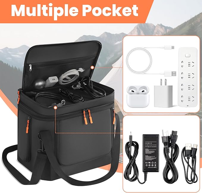 Carrying Case Compatible with Anker SOLIX C1000/C1000 Gen 2/C800/C800 Plus Portable Power Station Bag with Shoulder Strap Portable Generator Cover Compatible for Outside (Black without wheels)
