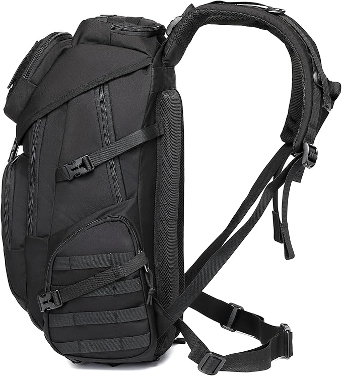 Wotony military tactical backpack nylon military MOLLE backpack 3-day Assault bag 27L backpack for men used for outdoor hiking camping and hunting (All black)