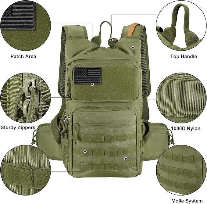 Tactical Hydration Pack Lightweight Insulation Water Backpack Molle Hydration Backpack for Hiking Running Cycling Climbing Hunting Fishing