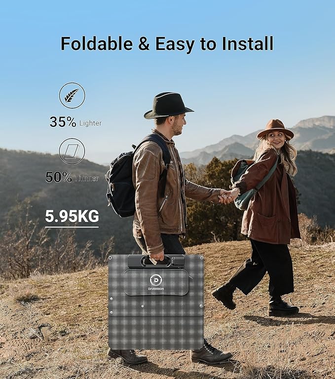 Dabbsson 210Watt Portable Solar Panel for Power Station Foldable Charger Adjustable Kickstand High-Efficiency Monocrystalline PV Module Waterproof IP67 for Outdoor Camping RV Blackout