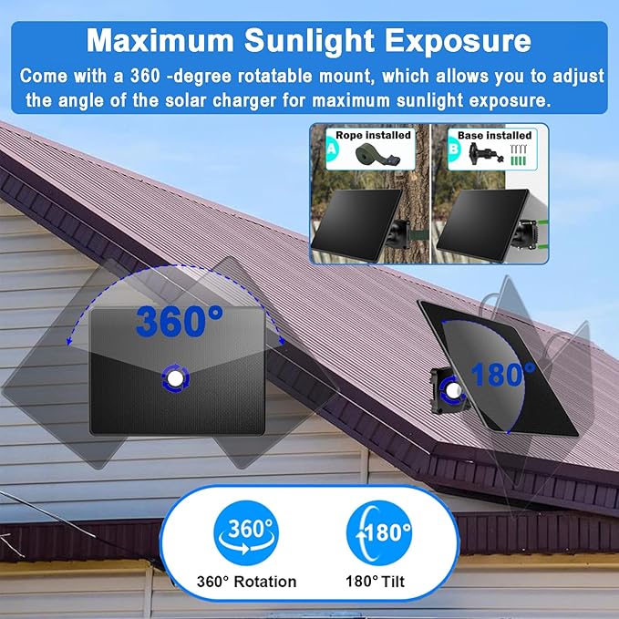 Trail Camera Solar Panel6W Solar Battery Charger Kit 6V/2A 9V/2A 12V/2A with 4000mAh Battery for Hunting CameraIP65 Waterproof Hunting Accessory1.7/2.1/1.35mm DC &ampUSB-C Connectors for Trail Cam