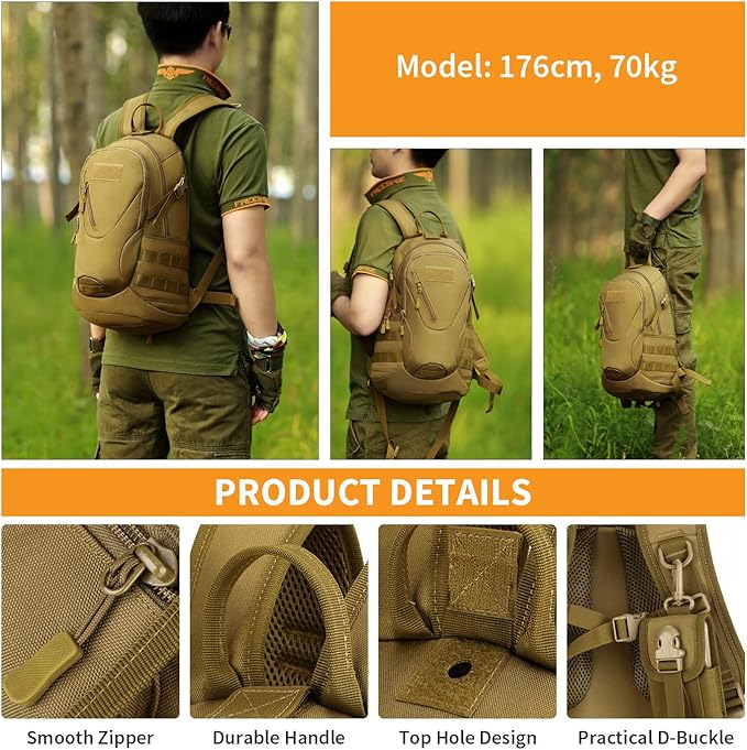 HUNTVP Military MOLLE Backpack Rucksack Gear Tactical Assbault Packbag 20L for Hunting Camping Trekking Travel | Rucksack Gear Assbault Packbag Hunting Camping