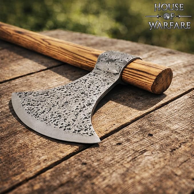 Hand Forged Carbon Steel Viking Axe Head Hammered Antique Finish Norse Hatchet Head for Camping Woodworking Crafting &amp Historical Projects (Broad Axe Head - 6.6 Inches)
