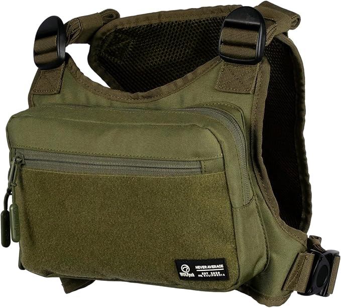 WOLFpak Utility Chest Pack w/CCW Holster |Tactical Waterproof 900D EDC Front Mount Vest Bag Adjustable Concealed Carry Chest Rig for Men &amp Women (OD Green)