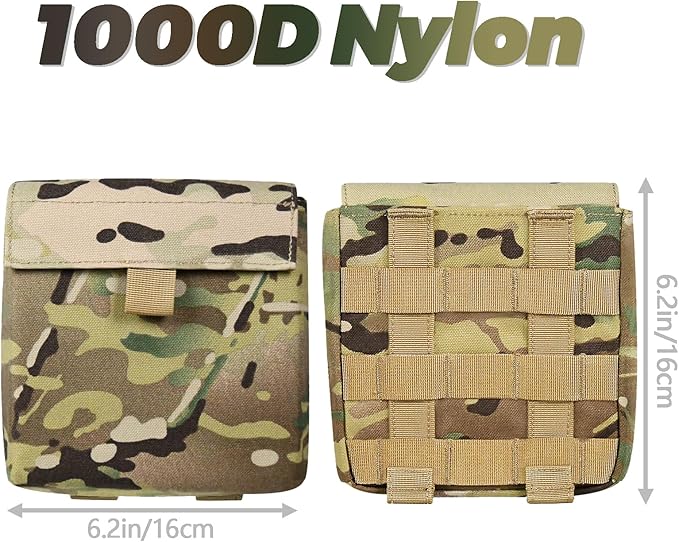 Side Molle EDC Pouches for Backpack Waist Belt Attachment Surplus 1000D Nylon Compact Utility Water-Resistant Pouch 2 Pack