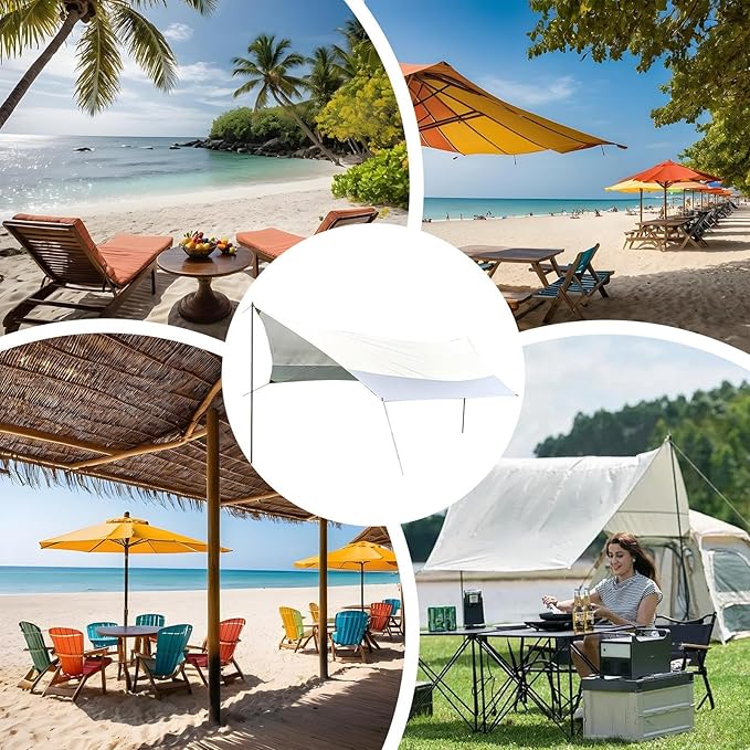 Beach Shade Canopy - 5.2x4.5m Outside Sun Protection Shelter | Outdoor Awning Shelterfor Beach Picnic Fishing Backyard Garden Patio Lawn