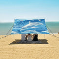 ALAZA Dolpins Seamless Bule Beach Tent Sun Shelter Portable Canopy Sunshade for Outdoor Camping Picnics Backyard Fun 10x9 ft