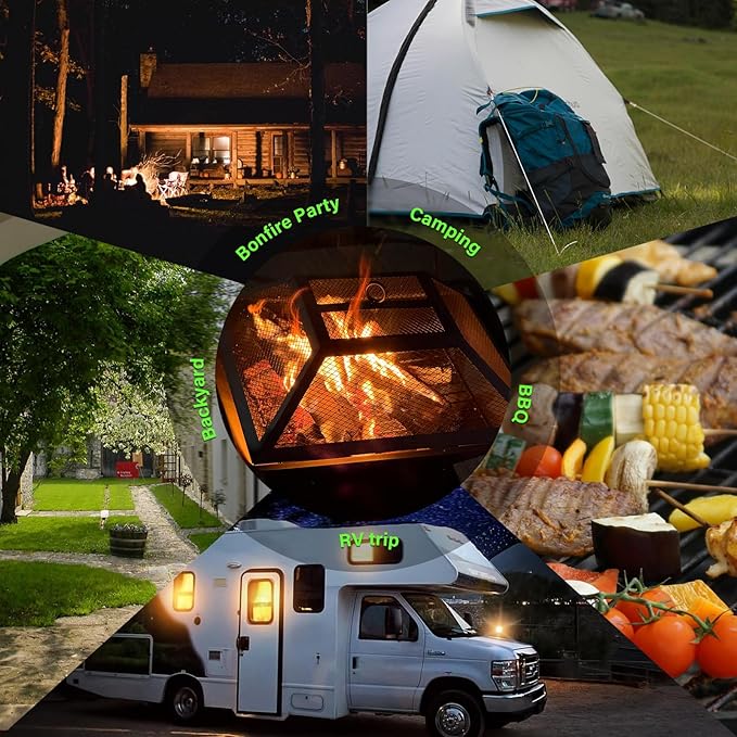19.8inch Portable Small Fire Pit with a Removable Ash Pan Fire Poker Mesh Lid 2 in 1 Square Outdoor Fireplace for BBQ Outside Heating Bonfire Party Camping Backyard Patio RV Trip