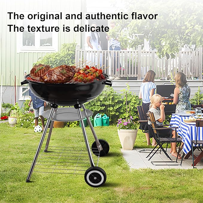 The Charcoal Grill: 22inch Portable Charcoal with Barbecue Set Barbecue Grill for outdoor camping dinner(7 tool)