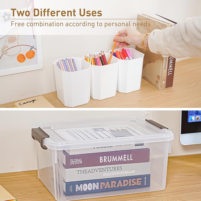 Citylife 17 QT Plastic Storage Bins Clear Storage Box with Lids Multipurpose Stackable Storage Containers for Organizing Tool Craft Crayon 4 Packs
