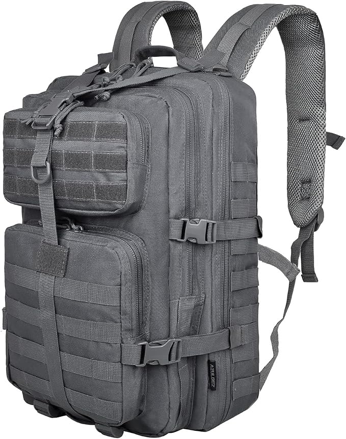 Military Tactical Backpack for Men Tactical Laptop Backpack with Molle Waterproof Army 3 Days Assault Pack &amp Bug Out Bag for Hiking (09-Gray)
