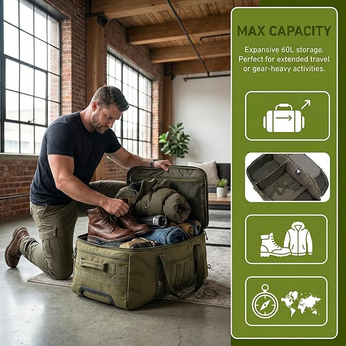 Gym Bag Duffle Bags Backpack Travel Duffle Bag with Weekend Overnight Bag for Outdoor Tactical Sports Travel Camping Hunting