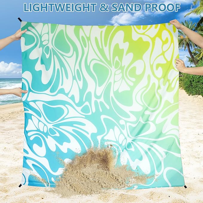 Beach Blanket Waterproof Sandproof Beach Mat 79 X 83/10'x9'for 2-8 Adults Quick Drying Outdoor Picnic Mat Beach Accessories for Travel Camping Hiking