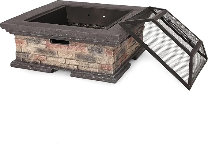29 Inch Square Wood Burning Fire Pit MGO Outdoor Fire Pit Table Durable Patio Fire Pit for Backyard Garden Camping 29x29x15.5 Inch Compact Design Warm Gathering Ambiance