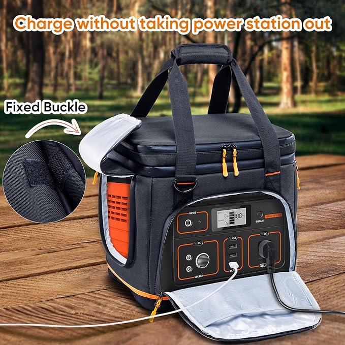 Double-Layer Travel Carrying Case for Jackery Explorer 500 – Portable Power Station Storage Bag with Molded Hard Bottom Side Ventilation and Front Pockets for Jackery Accessories &amp Solar Generat