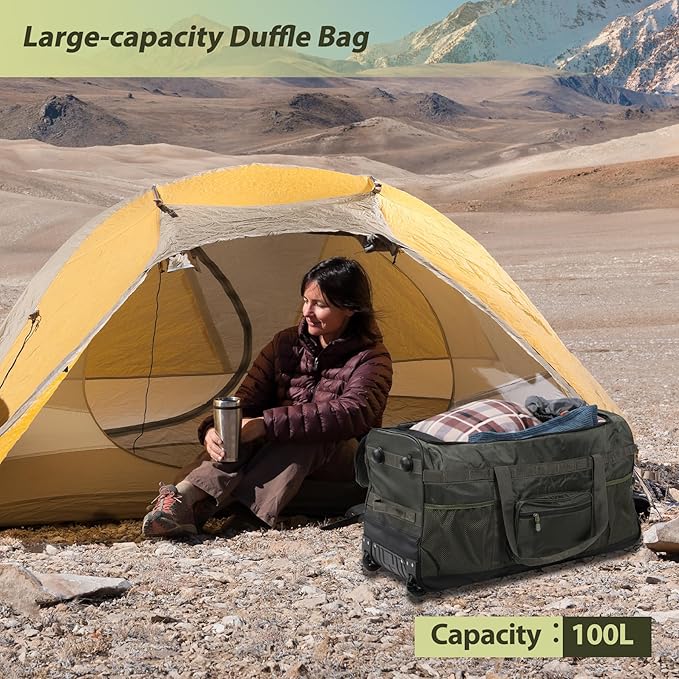 REDCAMP 85L/120L/140L Foldable Duffle Bag with Wheels Large Travel Duffel Bag