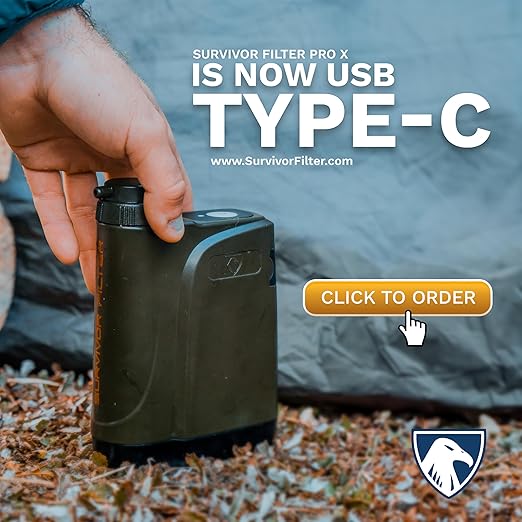 Survivor Filter PRO X - Electric Portable Camping Water Filter - Filters Bacteria Parasite Viral