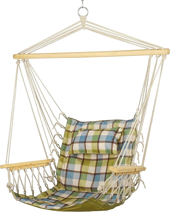 Backyard Expressions Reversible Hanging Rope Swing - Max 275 Lbs - Wooden Spreader Bar - for Any Indoor or Outdoor Spaces