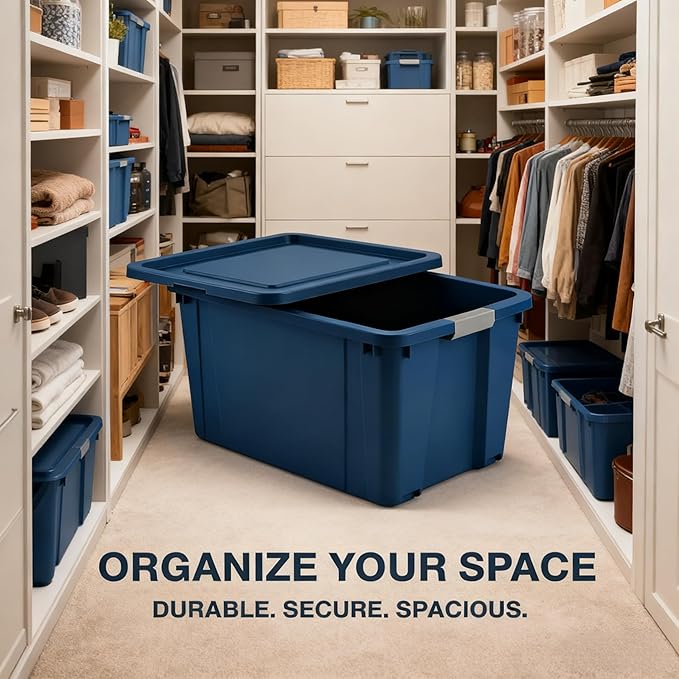 Heavy Duty Wheeled Storage Bin with Lid 20 Gallon Extra Large Rolling Plastic Container for Garage Outdoor Home &amp Industrial Organization (1)