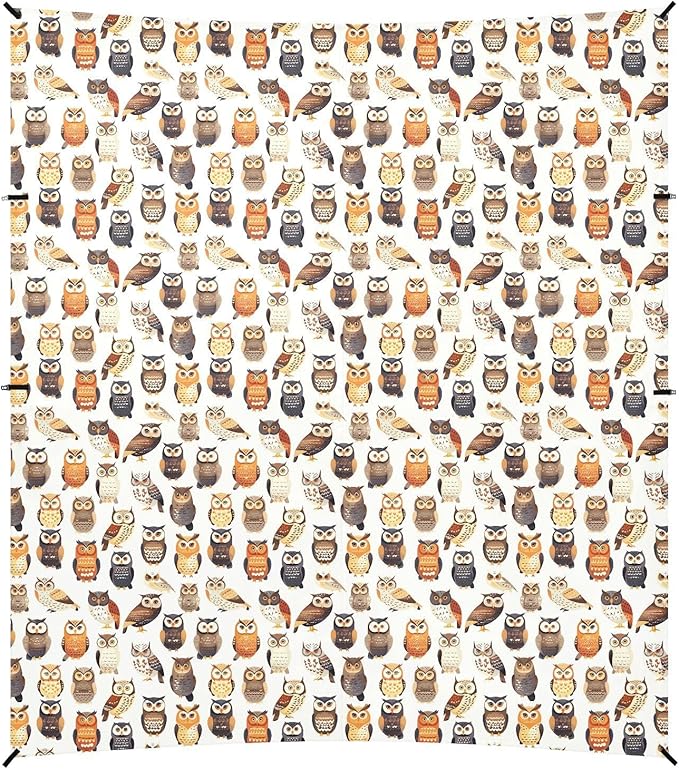 ALAZA Cartoon Owl Prints Beach Tent Sun Shelter UPF50+ Protection Beach Shade Canopy w/ 4 Sandbags for Outdoor Camping Fishing Backyard Fun Picnic 10x9 ft