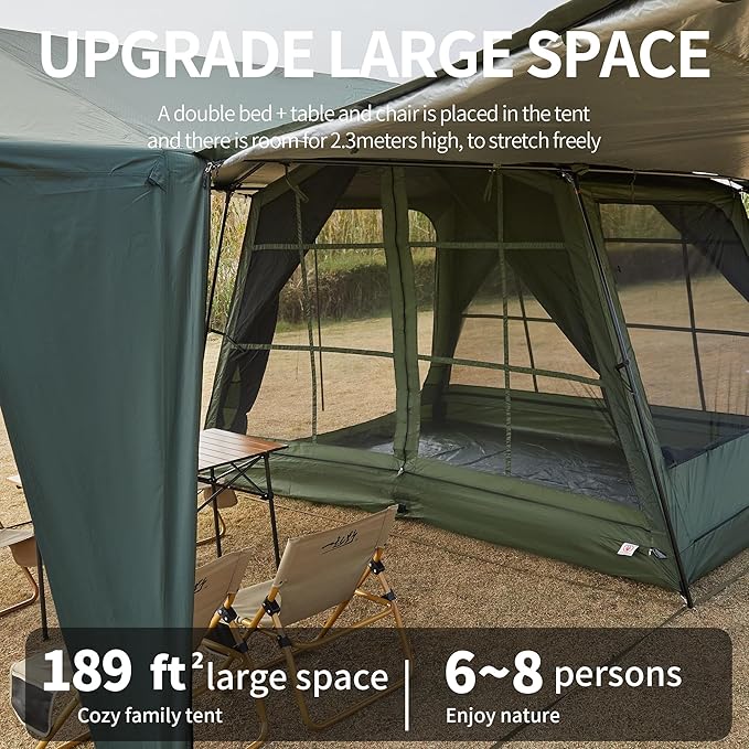 DanCoom 16.4x11.5 Ft Screen House Tent Large Gazebo Screen Tent Mesh Canopy Shelter with Waterproof &amp Sunshade Roof Easy Setup for Camping Backyard Beach